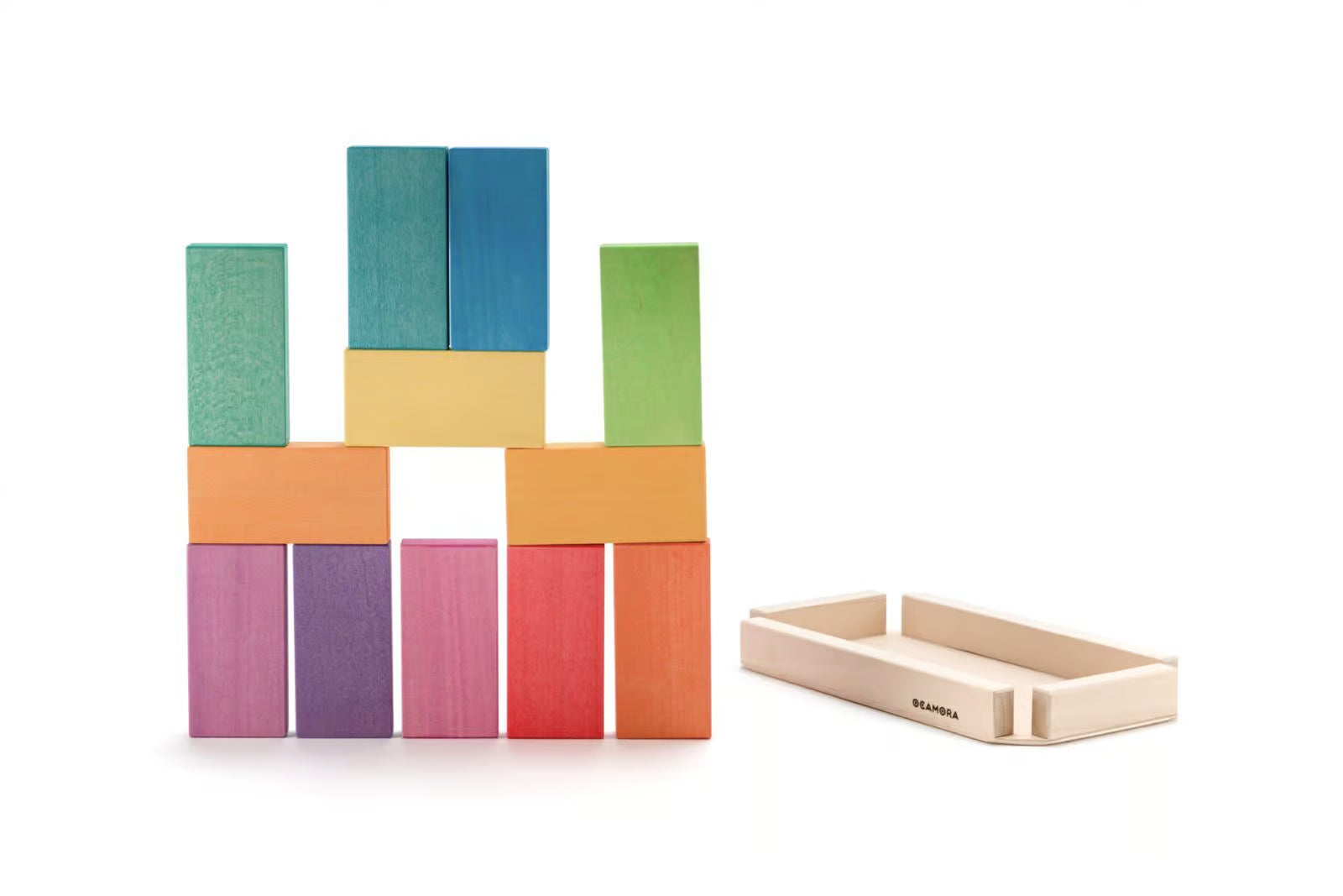 Ocamora 12 houten blokken regenboog - boards Large