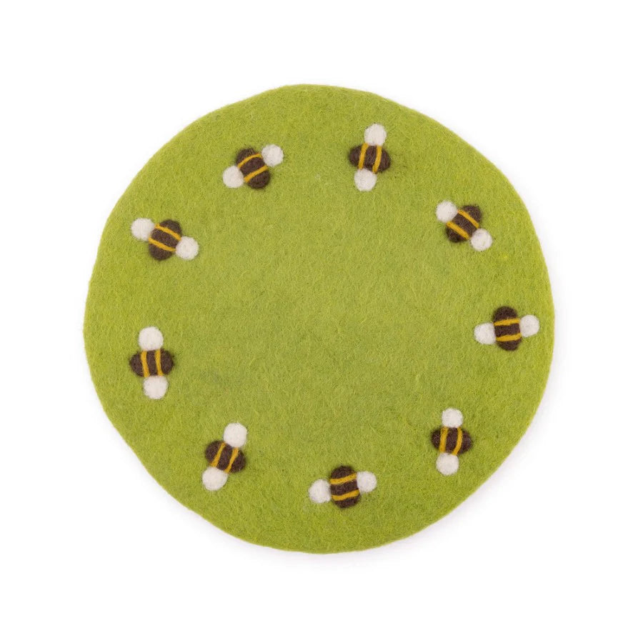 Sjaal met Verhaal Onderzetter 25 cm Bijtjes Lichtgroen 