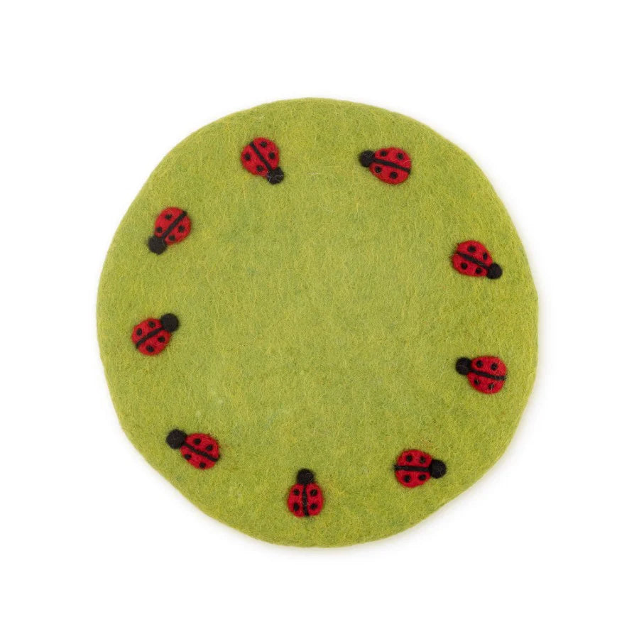 Sjaal met Verhaal Onderzetter 25 cm Lieveheersbeestjes Lichtgroen