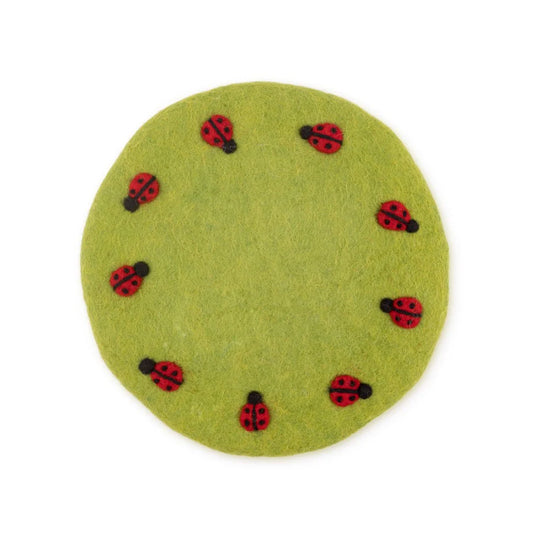 Sjaal met Verhaal Onderzetter 25 cm Lieveheersbeestjes Lichtgroen