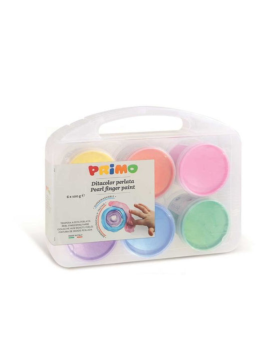 Primo - Vingerverf Pastel 6 potjes in koffer (6x100gr)