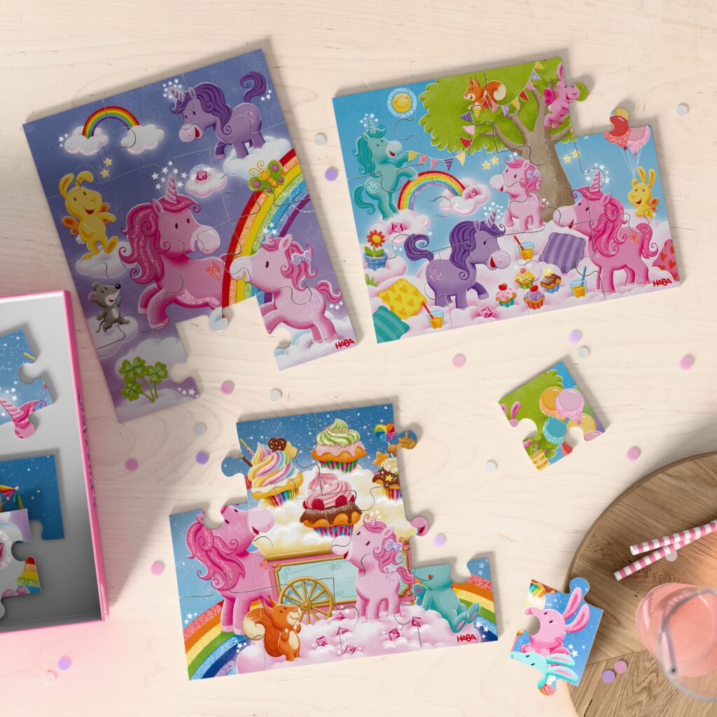 Haba Eenhoorn Flonkerglans: 3 Puzzels (3+)