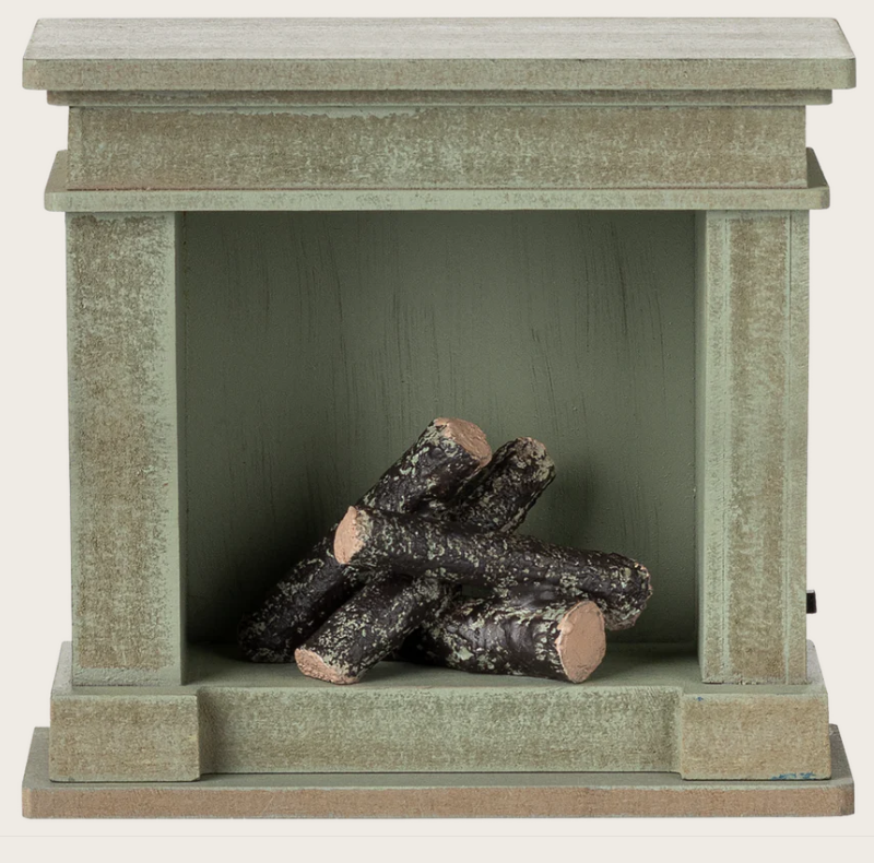 Maileg open haard - Dusty green