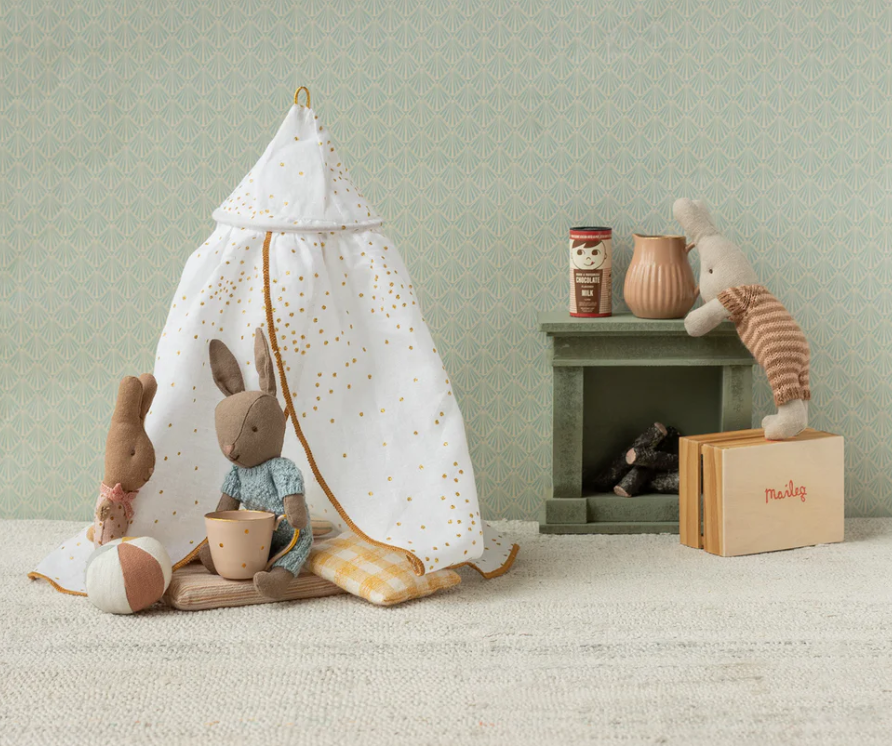 Maileg open haard - Dusty green