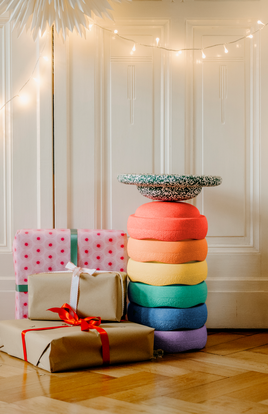 Stapelstein Special Rainbow Set Pastel + gratis Blush Balance Board