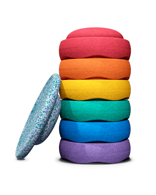 Stapelstein® Winter Special Rainbow Set Classic | 6 stenen + 1 balance board