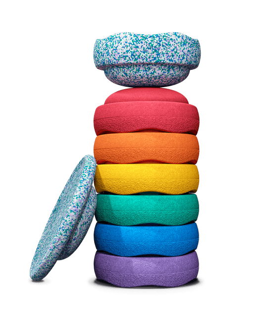 Stapelstein Compleet Winter Special Rainbow Set Classic | 7 stenen + 1 balance board