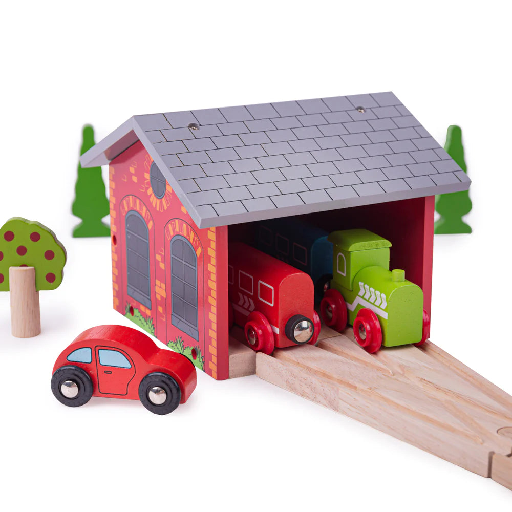 BigJigs - Trein accessoire Houten Dubbele treinloods