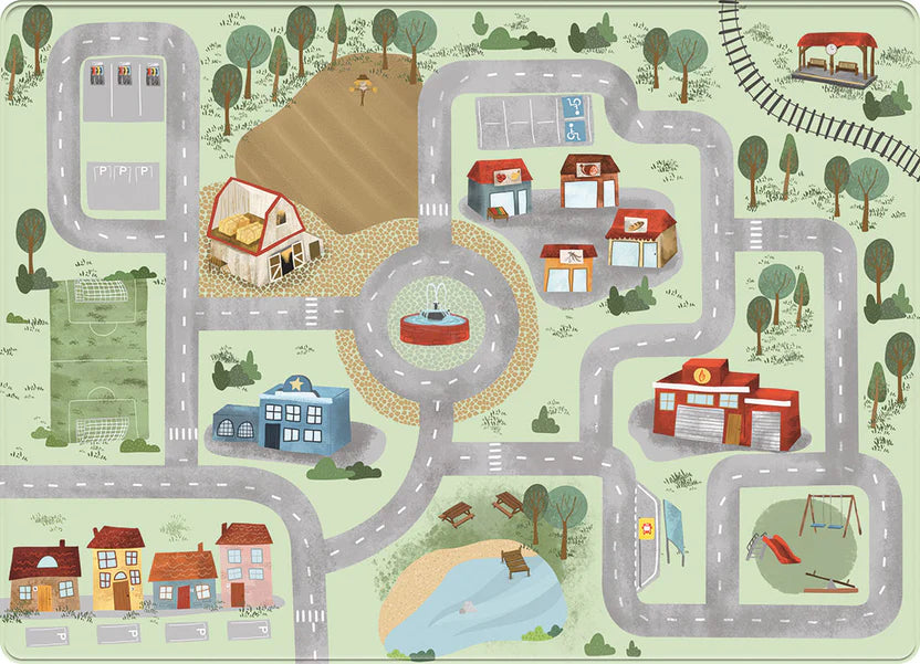 Mats & Joy Speelkleed - Thema Village Auto (130x180cm) ALLEEN IN DE WINKEL