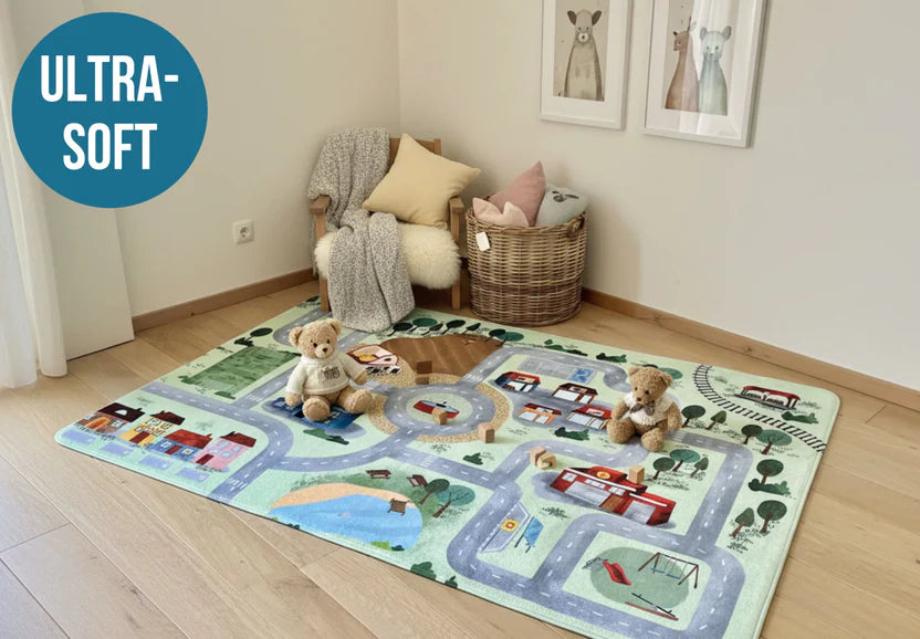 Mats & Joy Speelkleed - Thema Village Auto (130x180cm) ALLEEN IN DE WINKEL