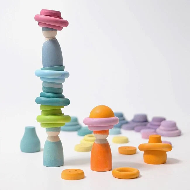 Grimm's 24 Bouwringen Pastel (10163)