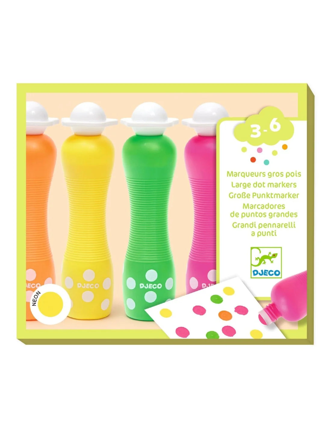 Djeco Schuimmarkers Neon > 18 maanden (Stempelen en tekenen in één)
