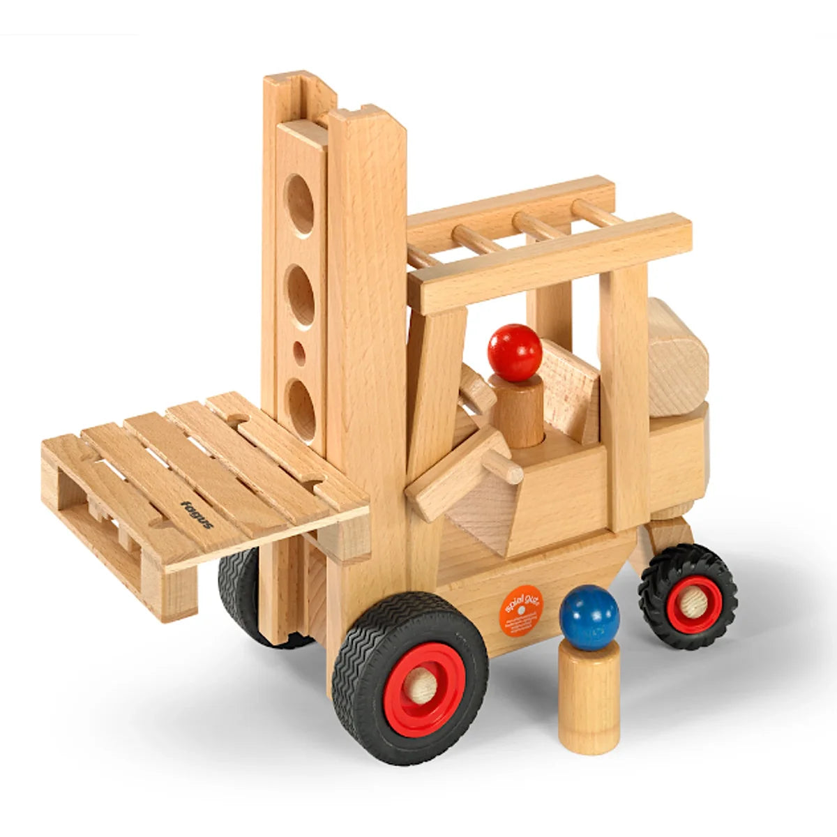 Fagus Houten heftruck bestuurbaar 29 cm met accessoires