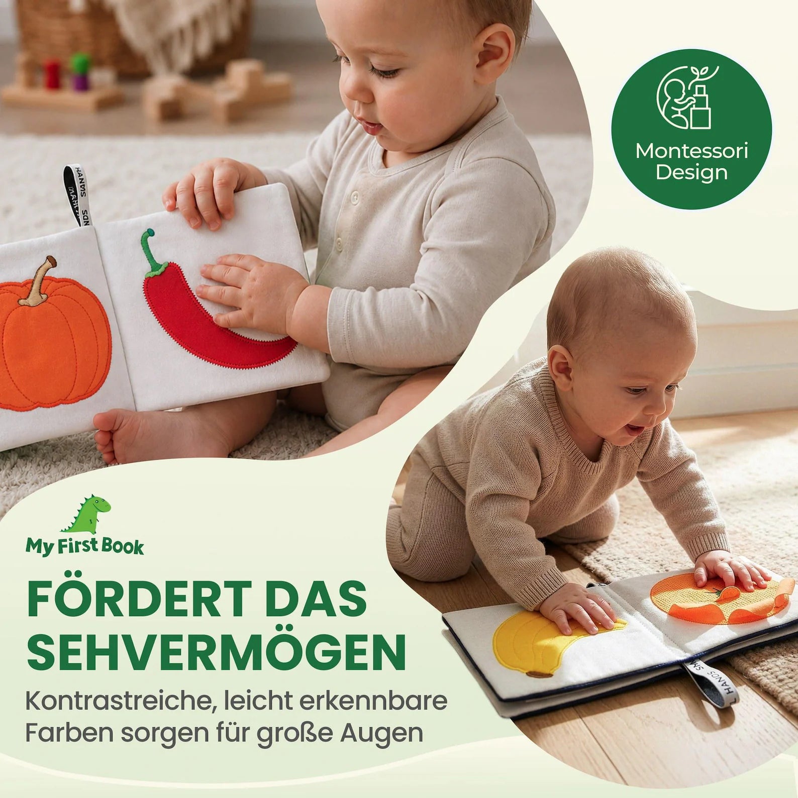 My First Book - Groenten Stoffen Babyboekje - vanaf 0 maanden
