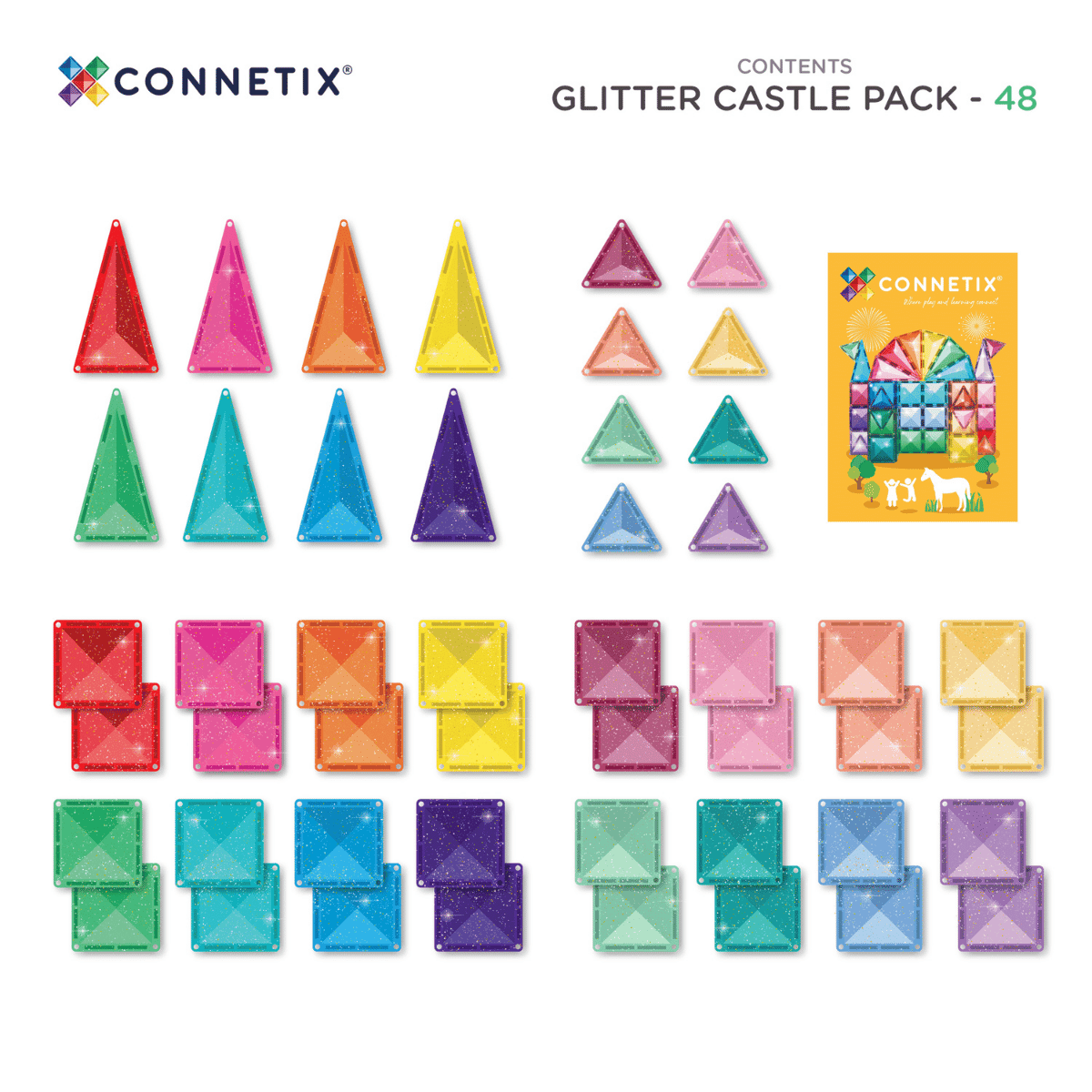Connetix Glitter Castle Pack 48 pc - PRE ORDER