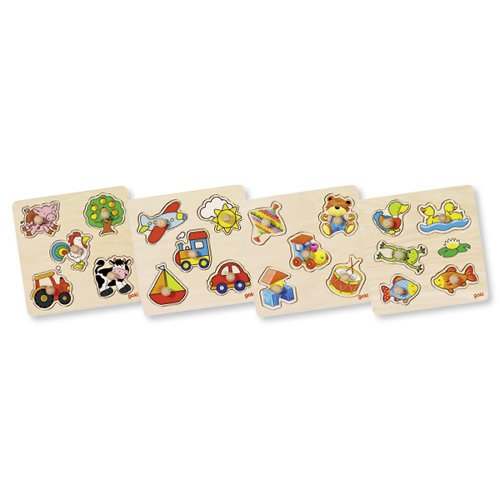 Goki insteekpuzzel met knop 5 stuks > eerste puzzel