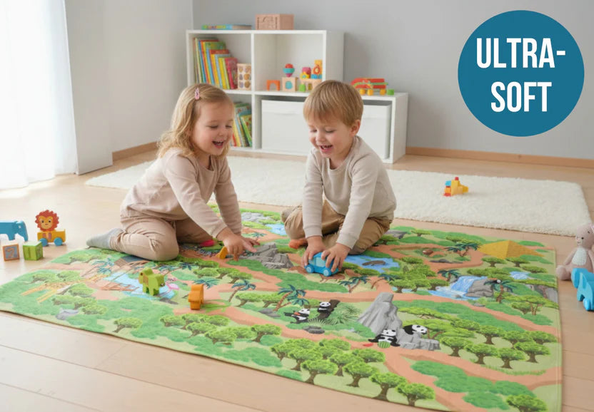 Mats & Joy Speelkleed - Thema Jungle Safari Auto (130x180cm) ALLEEN IN DE WINKEL