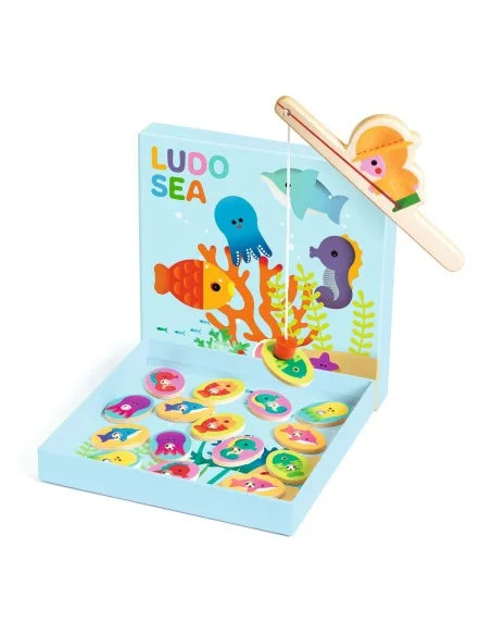 Djeco Ludo Sea - 4 spellen in 1 - bingo, memory, Ludo en vissen