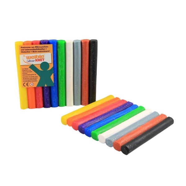 Weible Kneedwas Rol 10 kleuren GLITTER - 150 gram