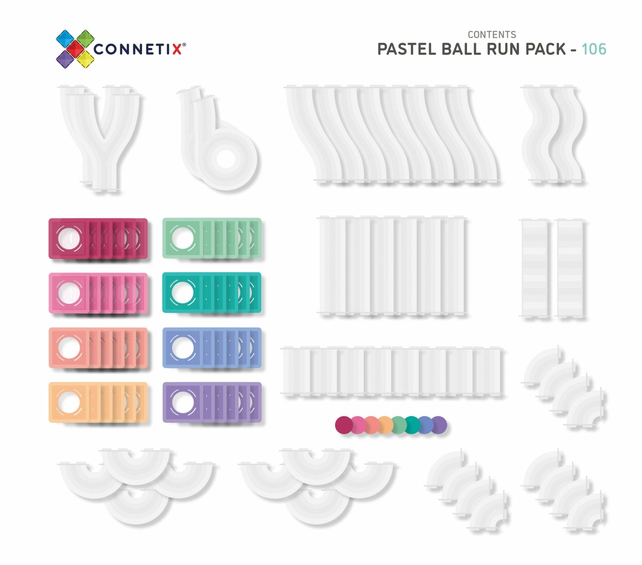 Connetix 106 stuks Pastel Ball Run Pack